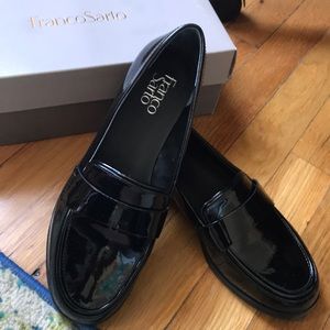 Franco Sarto black patent loafers